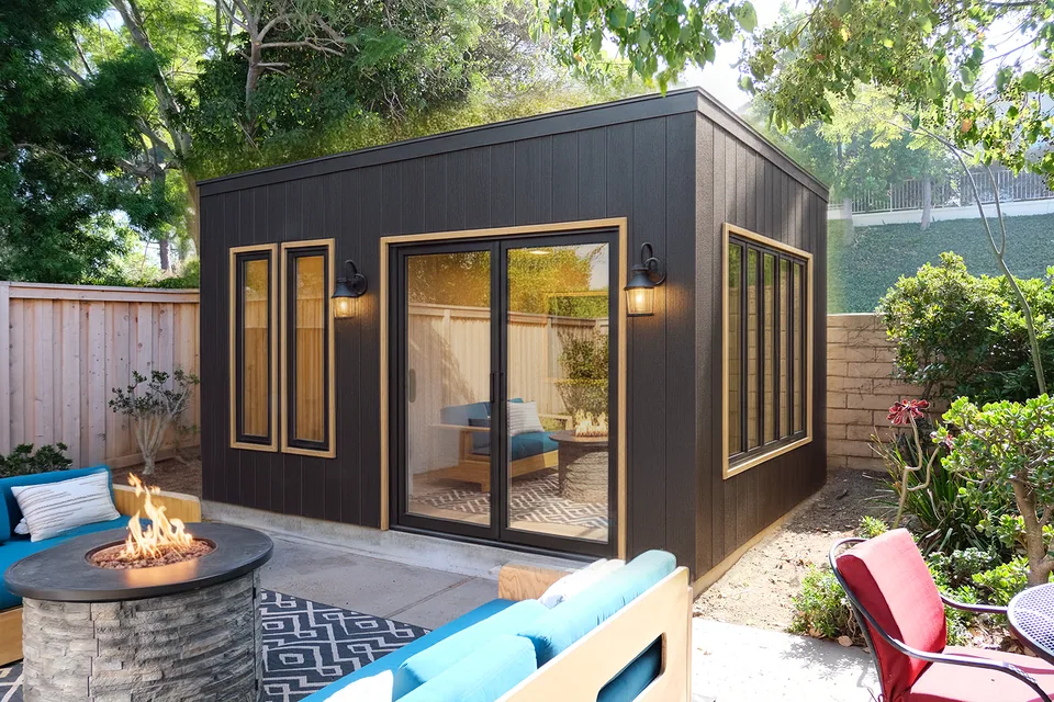 Backyard shed visualization: completed shed concepts in a real garden