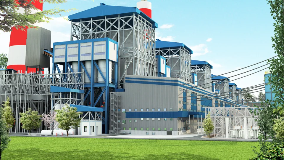 Reliance Sasan power project 3D rendering