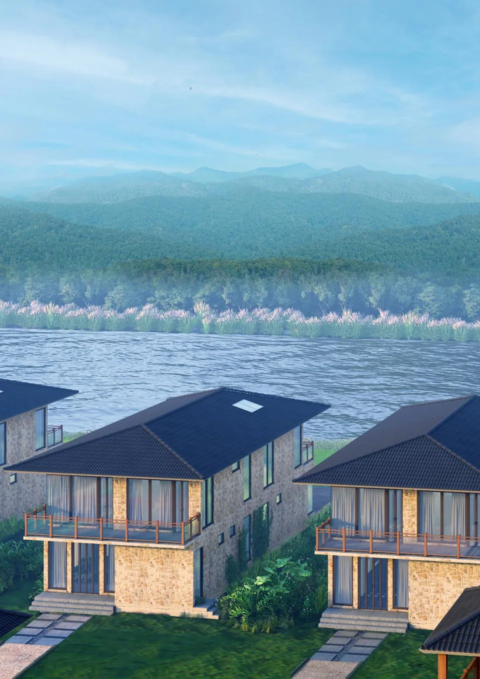 River Villas Jim Corbett 3D rendering